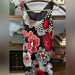 New - Dolce & Gabbana Black Red Floral Dot Print Silk Dress - Sz Small/4